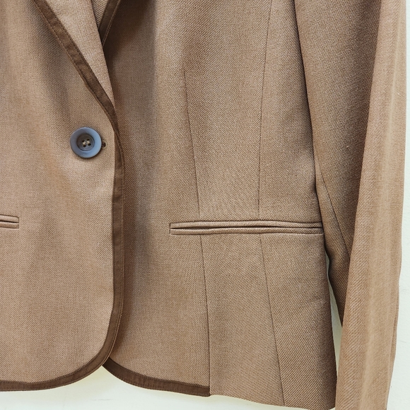 i.e. Brown Blazer Single Breasted One Button Lined Jacket Size 10 - Picture 6 of 13